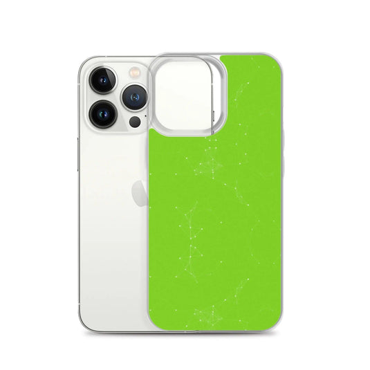 Neon Green White Cyber Polygon Flexible Clear iPhone Case Bump Resistant Corners CREATIVETECH