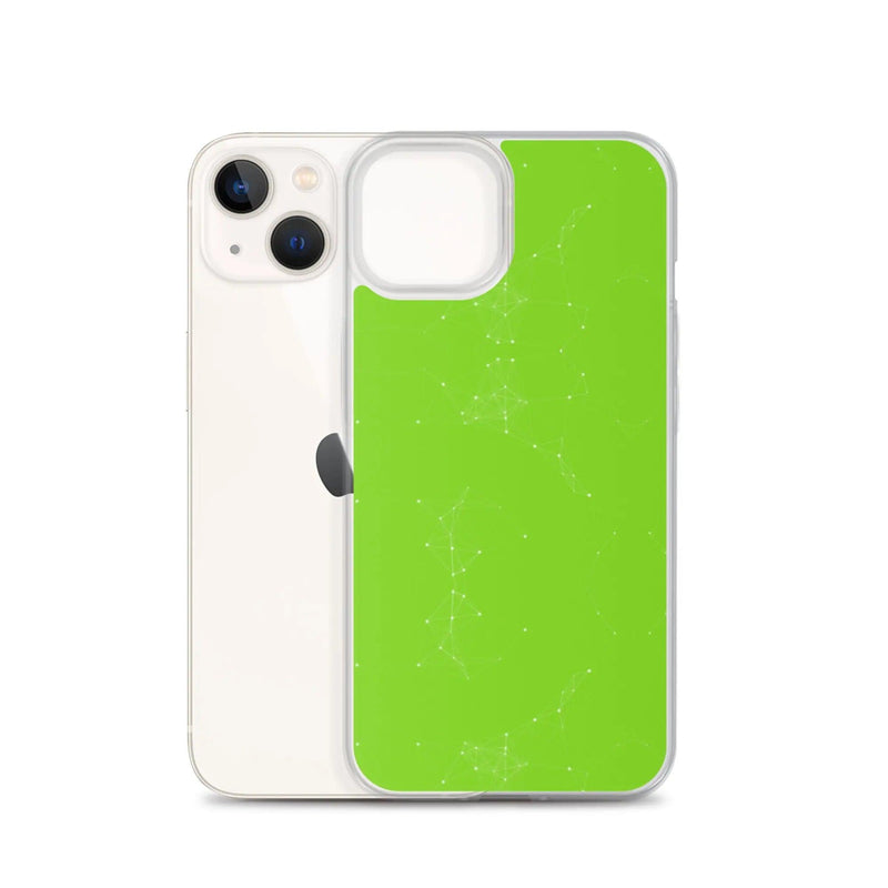Load image into Gallery viewer, Neon Green White Cyber Polygon Flexible Clear iPhone Case Bump Resistant Corners CREATIVETECH