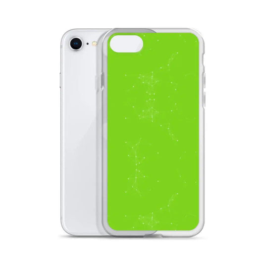 Neon Green White Cyber Polygon Flexible Clear iPhone Case Bump Resistant Corners CREATIVETECH