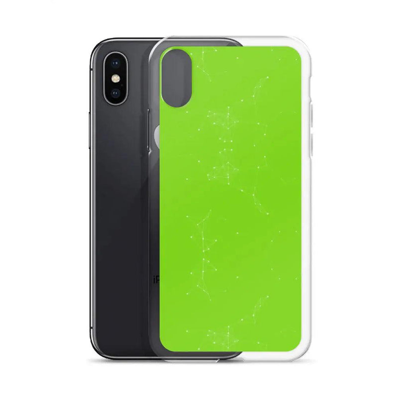 Load image into Gallery viewer, Neon Green White Cyber Polygon Flexible Clear iPhone Case Bump Resistant Corners CREATIVETECH