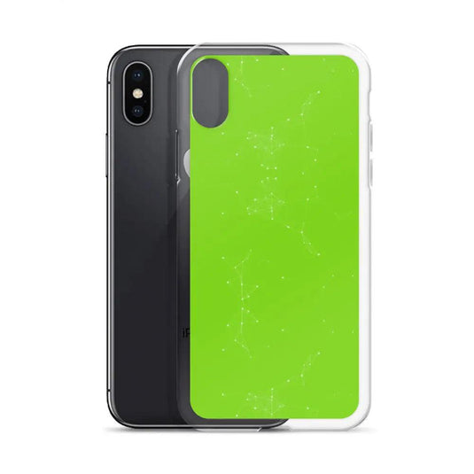 Neon Green White Cyber Polygon Flexible Clear iPhone Case Bump Resistant Corners CREATIVETECH