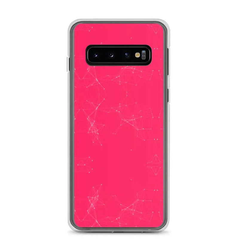Load image into Gallery viewer, Neon Pink Red Cyber Polygon Flexible Clear Samsung Case Bump Resistant Corners CREATIVETECH