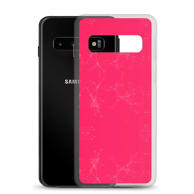 Load image into Gallery viewer, Neon Pink Red Cyber Polygon Flexible Clear Samsung Case Bump Resistant Corners CREATIVETECH