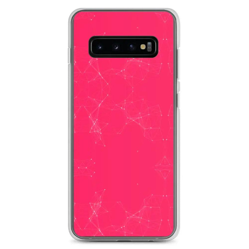 Load image into Gallery viewer, Neon Pink Red Cyber Polygon Flexible Clear Samsung Case Bump Resistant Corners CREATIVETECH