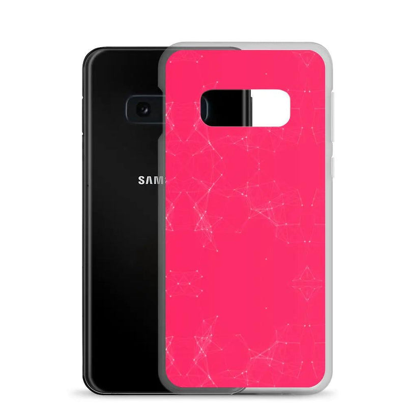 Load image into Gallery viewer, Neon Pink Red Cyber Polygon Flexible Clear Samsung Case Bump Resistant Corners CREATIVETECH