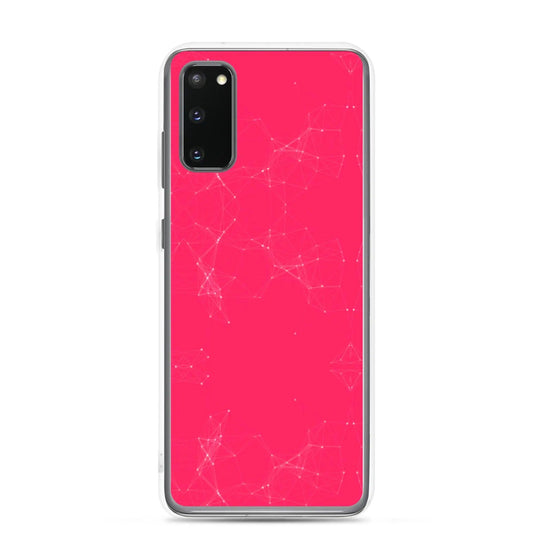 Neon Pink Red Cyber Polygon Flexible Clear Samsung Case Bump Resistant Corners CREATIVETECH