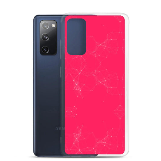 Neon Pink Red Cyber Polygon Flexible Clear Samsung Case Bump Resistant Corners CREATIVETECH