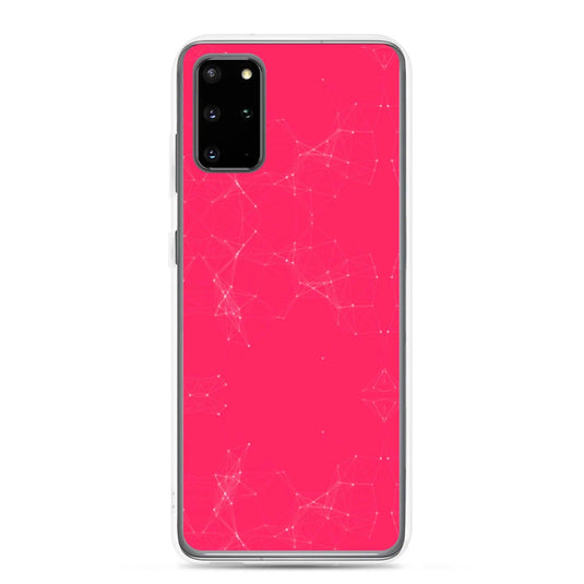 Neon Pink Red Cyber Polygon Flexible Clear Samsung Case Bump Resistant Corners CREATIVETECH
