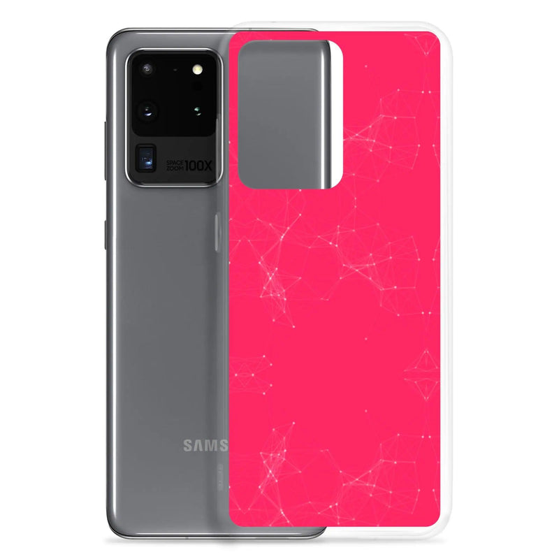 Load image into Gallery viewer, Neon Pink Red Cyber Polygon Flexible Clear Samsung Case Bump Resistant Corners CREATIVETECH