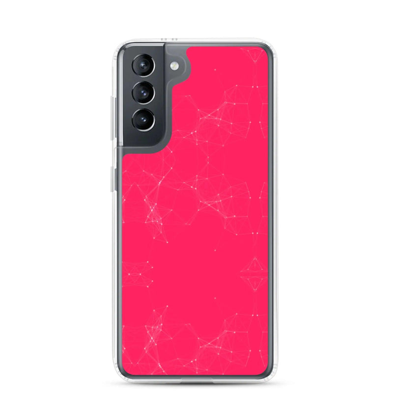 Load image into Gallery viewer, Neon Pink Red Cyber Polygon Flexible Clear Samsung Case Bump Resistant Corners CREATIVETECH