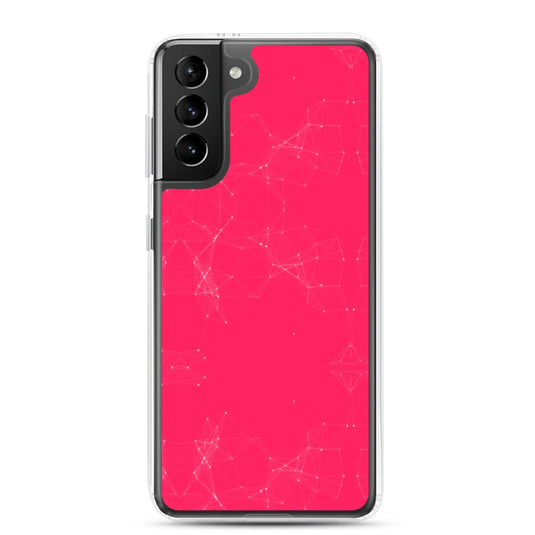 Neon Pink Red Cyber Polygon Flexible Clear Samsung Case Bump Resistant Corners CREATIVETECH