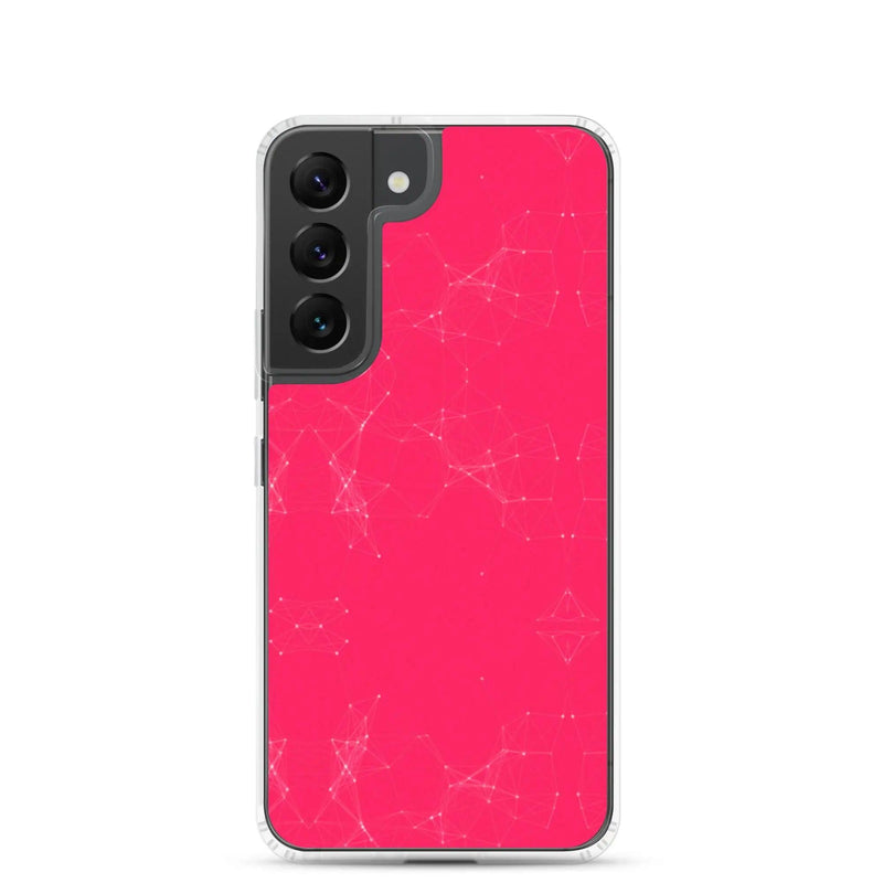 Load image into Gallery viewer, Neon Pink Red Cyber Polygon Flexible Clear Samsung Case Bump Resistant Corners CREATIVETECH
