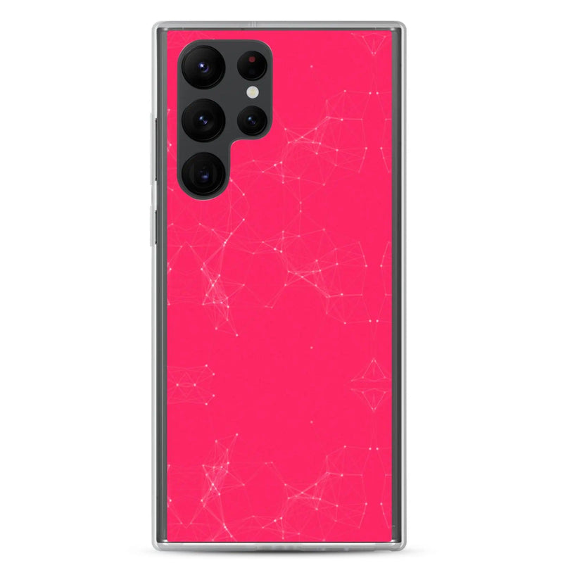 Load image into Gallery viewer, Neon Pink Red Cyber Polygon Flexible Clear Samsung Case Bump Resistant Corners CREATIVETECH