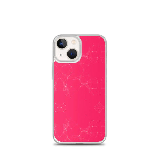 Neon Pink Red Cyber Polygon Flexible Clear iPhone Case Bump Resistant Corners CREATIVETECH