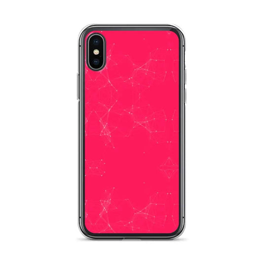 Neon Pink Red Cyber Polygon Flexible Clear iPhone Case Bump Resistant Corners CREATIVETECH
