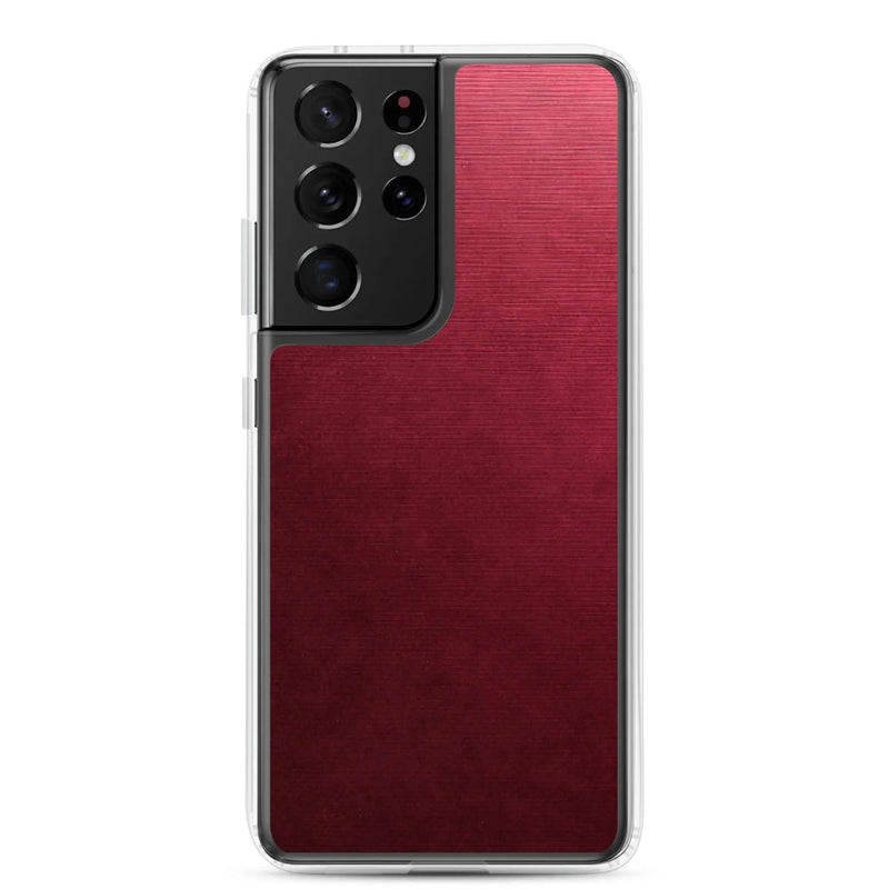 Load image into Gallery viewer, Red Brushed Industrial Metal Flexible Clear Samsung Case Bump Resistant Corners CREATIVETECH