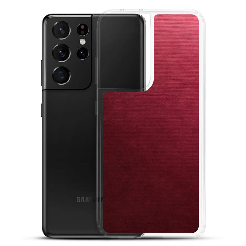 Load image into Gallery viewer, Red Brushed Industrial Metal Flexible Clear Samsung Case Bump Resistant Corners CREATIVETECH