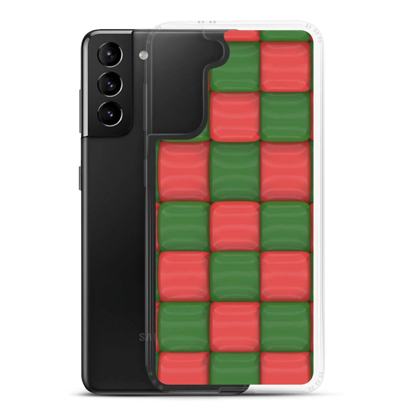 Load image into Gallery viewer, Red Green Cubic Chess Board Style Flexible Clear Samsung Case Bump Resistant Corners CREATIVETECH