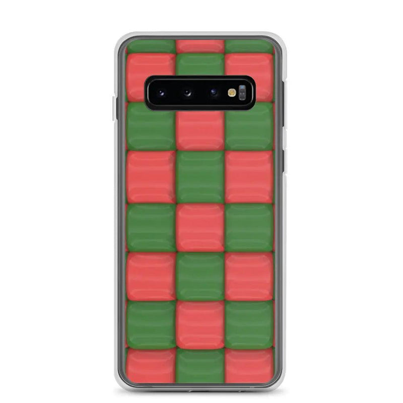 Load image into Gallery viewer, Red Green Cubic Chess Board Style Flexible Clear Samsung Case Bump Resistant Corners CREATIVETECH