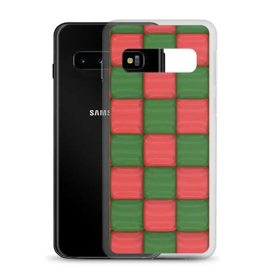 Red Green Cubic Chess Board Style Flexible Clear Samsung Case Bump Resistant Corners CREATIVETECH