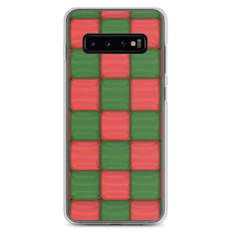 Load image into Gallery viewer, Red Green Cubic Chess Board Style Flexible Clear Samsung Case Bump Resistant Corners CREATIVETECH