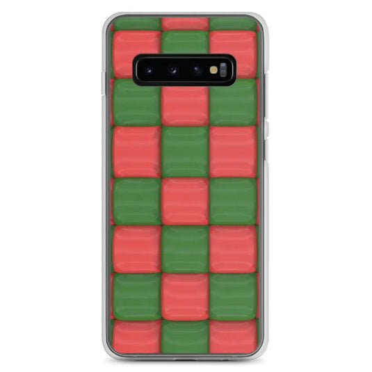 Red Green Cubic Chess Board Style Flexible Clear Samsung Case Bump Resistant Corners CREATIVETECH
