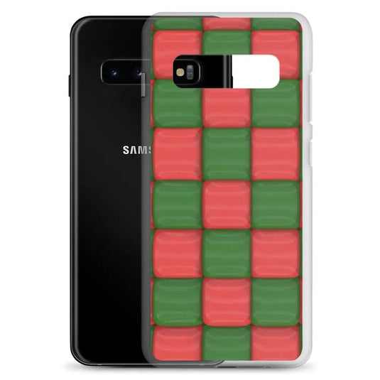 Red Green Cubic Chess Board Style Flexible Clear Samsung Case Bump Resistant Corners CREATIVETECH