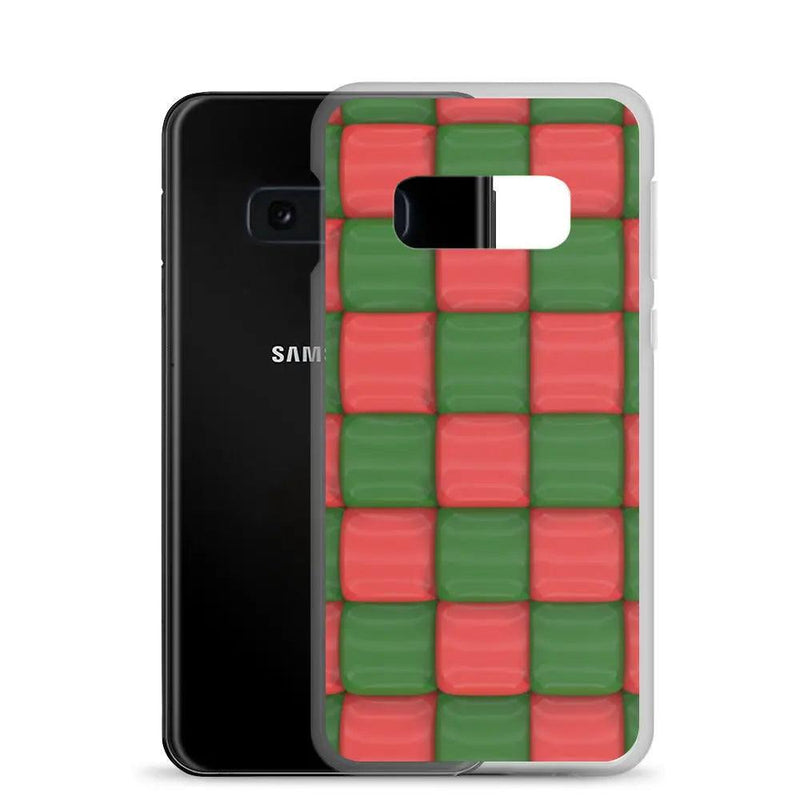 Load image into Gallery viewer, Red Green Cubic Chess Board Style Flexible Clear Samsung Case Bump Resistant Corners CREATIVETECH