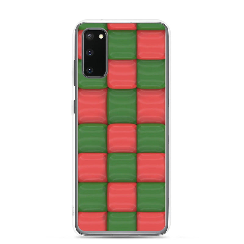 Load image into Gallery viewer, Red Green Cubic Chess Board Style Flexible Clear Samsung Case Bump Resistant Corners CREATIVETECH
