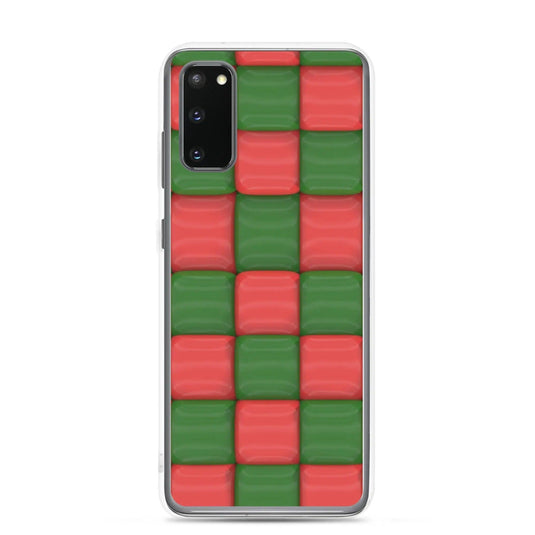 Red Green Cubic Chess Board Style Flexible Clear Samsung Case Bump Resistant Corners CREATIVETECH
