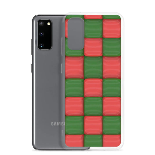 Red Green Cubic Chess Board Style Flexible Clear Samsung Case Bump Resistant Corners CREATIVETECH