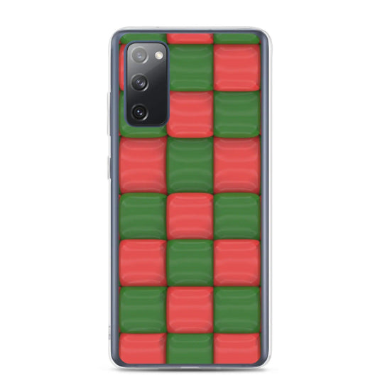 Red Green Cubic Chess Board Style Flexible Clear Samsung Case Bump Resistant Corners CREATIVETECH