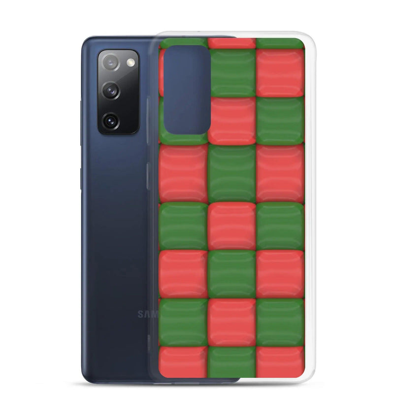 Load image into Gallery viewer, Red Green Cubic Chess Board Style Flexible Clear Samsung Case Bump Resistant Corners CREATIVETECH