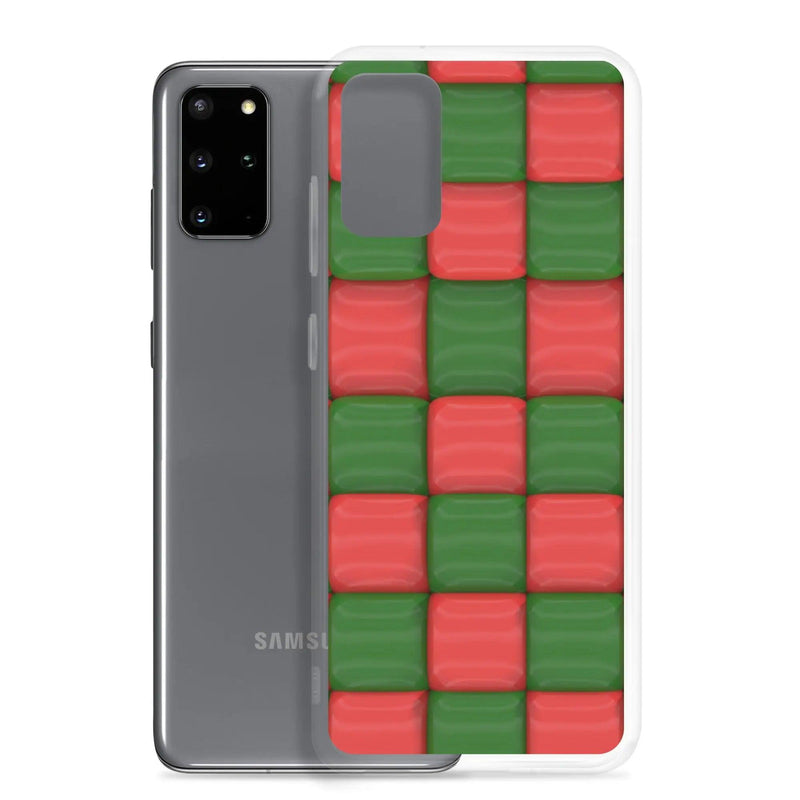Load image into Gallery viewer, Red Green Cubic Chess Board Style Flexible Clear Samsung Case Bump Resistant Corners CREATIVETECH