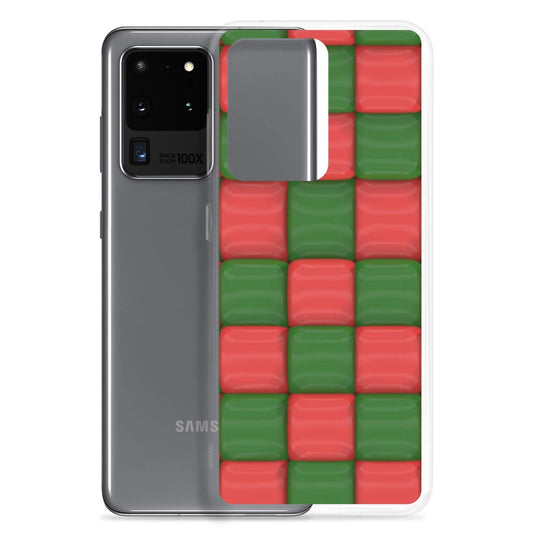 Red Green Cubic Chess Board Style Flexible Clear Samsung Case Bump Resistant Corners CREATIVETECH