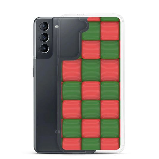 Red Green Cubic Chess Board Style Flexible Clear Samsung Case Bump Resistant Corners CREATIVETECH