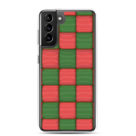 Red Green Cubic Chess Board Style Flexible Clear Samsung Case Bump Resistant Corners CREATIVETECH
