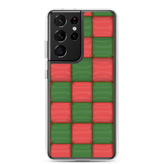 Red Green Cubic Chess Board Style Flexible Clear Samsung Case Bump Resistant Corners CREATIVETECH