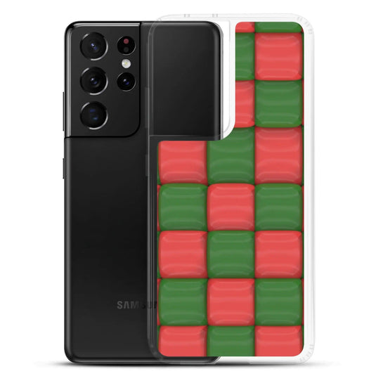Red Green Cubic Chess Board Style Flexible Clear Samsung Case Bump Resistant Corners CREATIVETECH