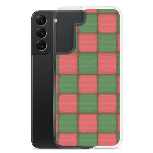Red Green Cubic Chess Board Style Flexible Clear Samsung Case Bump Resistant Corners CREATIVETECH