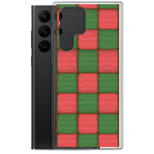 Red Green Cubic Chess Board Style Flexible Clear Samsung Case Bump Resistant Corners CREATIVETECH