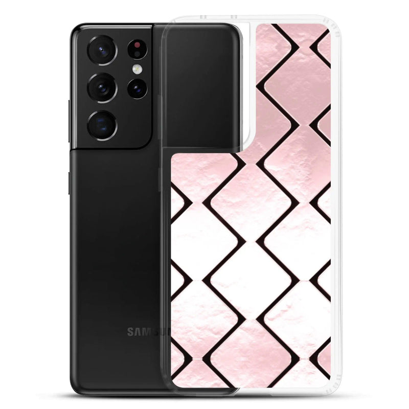 Load image into Gallery viewer, Rose Gold Metal Cubes Flexible Clear Samsung Case Bump Resistant Corners CREATIVETECH