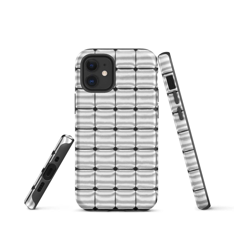 Load image into Gallery viewer, Silver Metal Cubes Double Layered Impact Resistant Tough iPhone Case 3D Wrap Matte or Glossy Finish CREATIVETECH