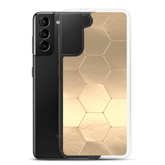 Soft Gold Honeycomb Style Flexible Clear Samsung Case Bump Resistant Corners CREATIVETECH