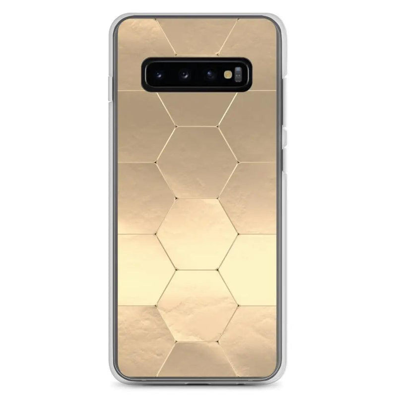 Load image into Gallery viewer, Soft Gold Honeycomb Style Flexible Clear Samsung Case Bump Resistant Corners CREATIVETECH