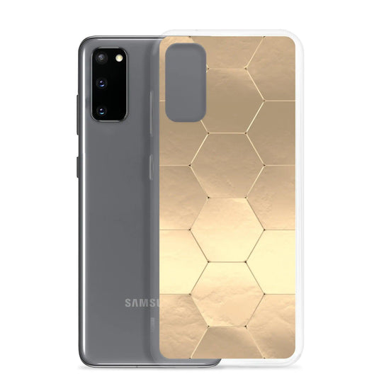 Soft Gold Honeycomb Style Flexible Clear Samsung Case Bump Resistant Corners CREATIVETECH