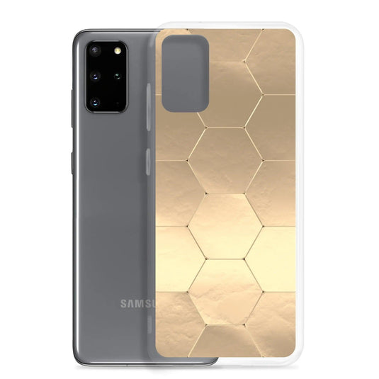 Soft Gold Honeycomb Style Flexible Clear Samsung Case Bump Resistant Corners CREATIVETECH