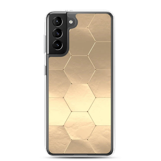 Soft Gold Honeycomb Style Flexible Clear Samsung Case Bump Resistant Corners CREATIVETECH