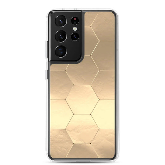 Soft Gold Honeycomb Style Flexible Clear Samsung Case Bump Resistant Corners CREATIVETECH