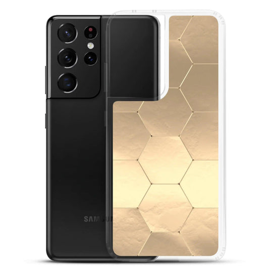 Soft Gold Honeycomb Style Flexible Clear Samsung Case Bump Resistant Corners CREATIVETECH